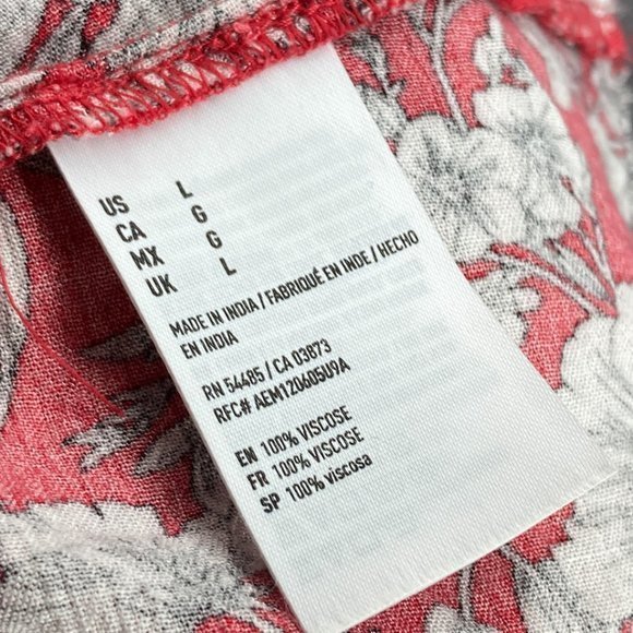 American Eagle Large L Red Floral Viscose‎ Flutter Sleeve Tie Front Mini Dress - Picture 5 of 5